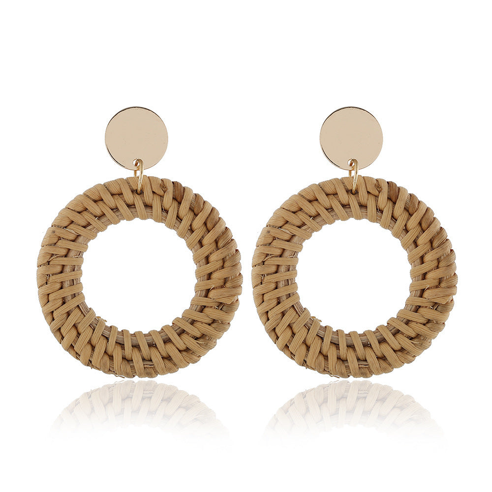 Wholesale Geometric Acrylic Straw Earrings